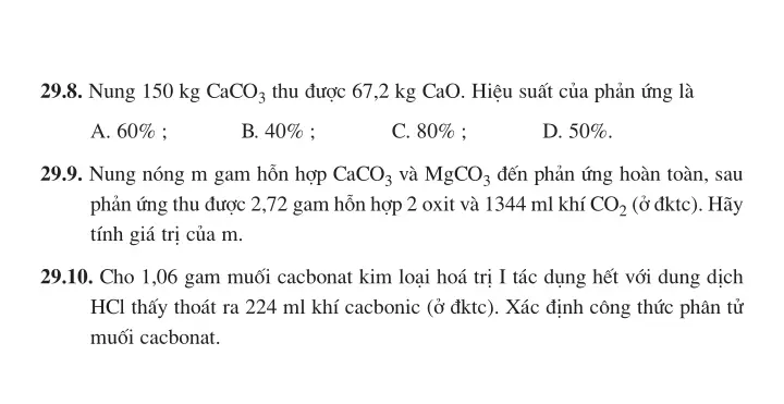 Bài 29: Axit cacbonic và muối cacbonat